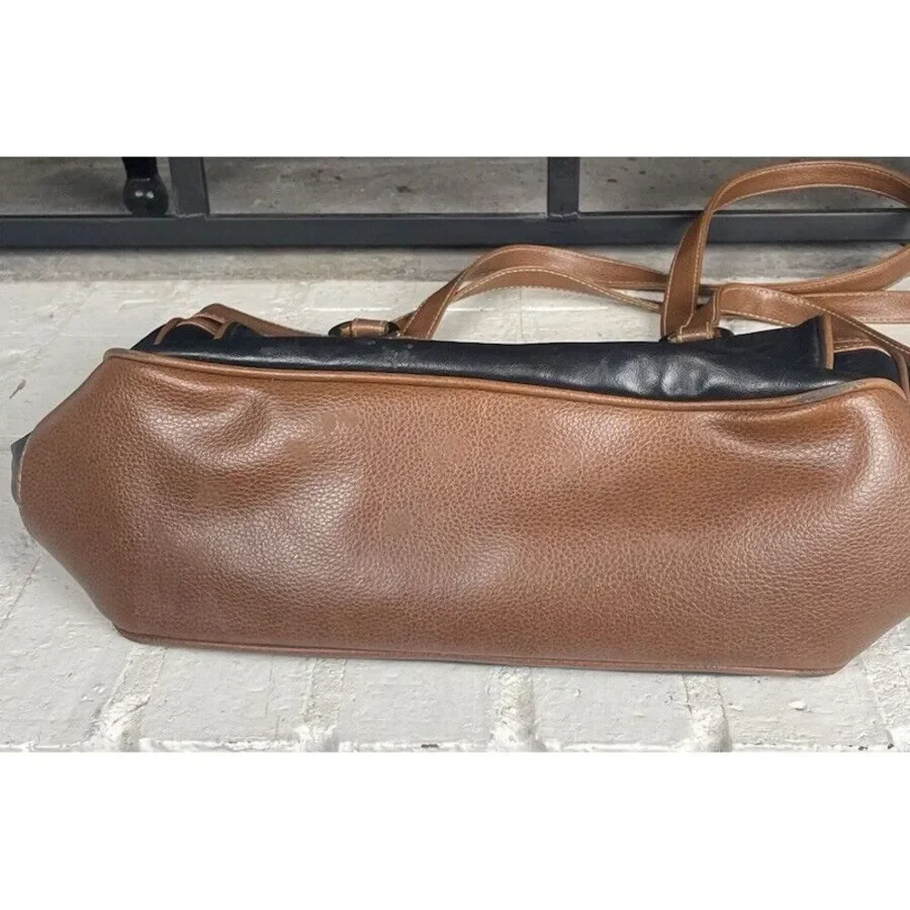Capezio‎ Black And Brown Double Handle Handbag Purse With Multiple Pockets